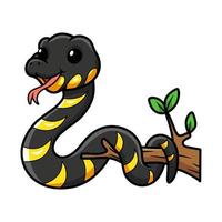 carino contento mangrovia serpente cartone animato su albero ramo vettore