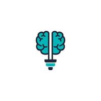 cervello lampada vettore logo design. cervello albero logo.