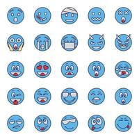 blu colore schema icone per emoji. vettore