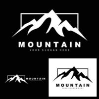 design del logo di montagna, luogo vettoriale per escursionisti amanti della natura