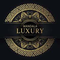 lusso mandala d'oro con un' nero sfondo elegante design per anniversario invito alcanna vettore