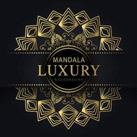 lusso mandala d'oro con un' nero sfondo elegante design per anniversario invito alcanna vettore