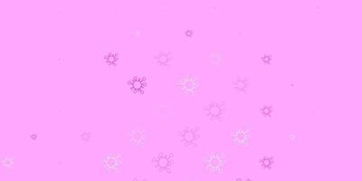 sfondo vettoriale viola chiaro, rosa con simboli covid-19.