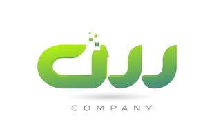 Iscritto cw alfabeto lettera logo icona combinazione design con puntini e verde colore. creativo modello per azienda e attività commerciale vettore