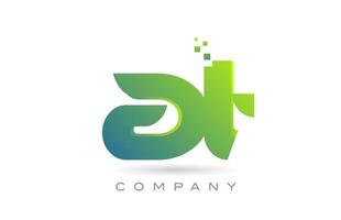 Iscritto a alfabeto lettera logo icona combinazione design con puntini e verde colore. creativo modello per azienda e attività commerciale vettore