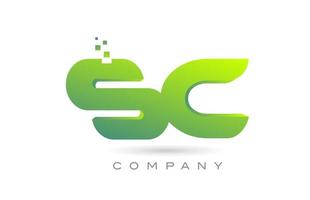 Iscritto sc alfabeto lettera logo icona combinazione design con puntini e verde colore. creativo modello per azienda e attività commerciale vettore