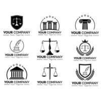 impostato di legale simboli, giustizia, legge ditta, legge ditta, procuratore Servizi, vettore design modello professionista vettore
