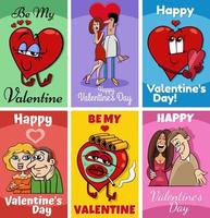 San Valentino cartone animato saluto carte disegni impostato vettore