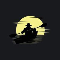 fiume kayak silhouette logo modello vettore