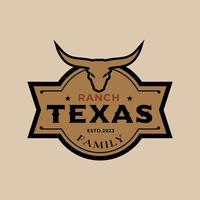 Vintage ▾ retrò Texas Longhorn famiglia ranch, occidentale stato Toro bestiame. vettore Vintage ▾ etichetta logo design emblema