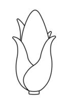 nero linea Mais colorazione pagina verdura vettore illustrazione Immagine su bianca sfondo per prescolastico bambini attività libro