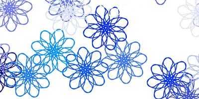 struttura di doodle di vettore blu chiaro con fiori.