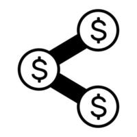 Condividere i soldi vettore icona isolato su bianca sfondo