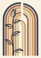 astratto manifesto con colorato arco illustrazione nel boho stile. lineare geometrico composizione. medio secolo arte Stampa vettore