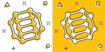 dna molecola icona nel comico stile. atomo cartone animato vettore illustrazione su bianca isolato sfondo. molecolare spirale spruzzo effetto cartello attività commerciale concetto.