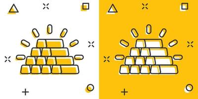 oro pila icona nel comico stile. argento mattone cartone animato vettore illustrazione su bianca isolato sfondo. metallo bancario spruzzo effetto attività commerciale concetto.