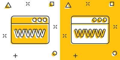 sito web dominio icona nel comico stile. www Internet indirizzo cartone animato vettore illustrazione su bianca isolato sfondo. server spruzzo effetto attività commerciale concetto.