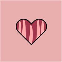rosso cuore con rosa striscia icona vettore