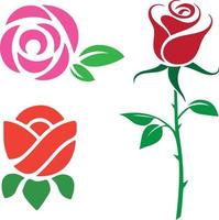 impostato di rosa fiore design elementi vettore