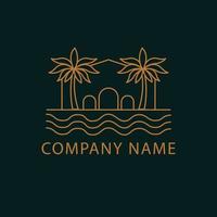 palme e Casa creativo logo design. boemo logo di tropico ricorrere vettore