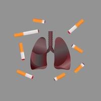 vettore illustrazione per mondo no tabacco giorno, cancro, polmone, respiratorio Salute, no fumare, no fumare, no fumo la zona, malattia dovuto per fumo