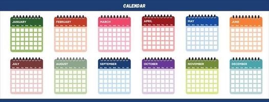 colorato anno calendario vettore