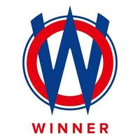logo vincitore con lettera w vettore