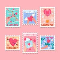 San Valentino giorno francobollo etichetta collezione impostato vettore