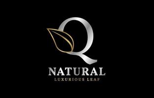 lettera q naturale lussuoso foglia vettore