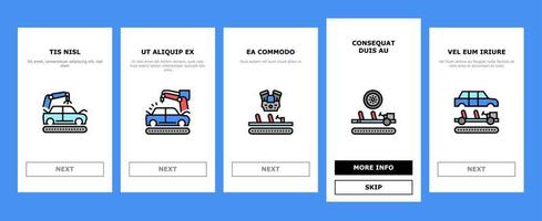 auto fabbrica produzione onboarding icone impostato vettore