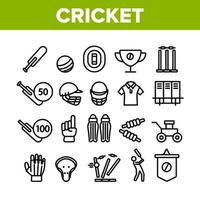 cricket collezione gioco elementi icone impostato vettore