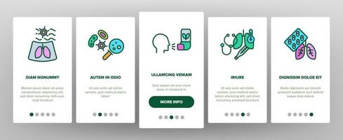 bronchite, allergico asma sintomi vettore onboarding mobile App pagina schermo
