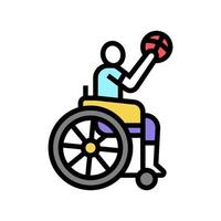 pallacanestro gioco giocare portatori di handicap atleta colore icona vettore illustrazione