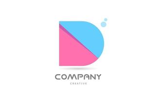 d rosa blu geometrico alfabeto lettera logo icona. creativo modello per azienda e attività commerciale vettore