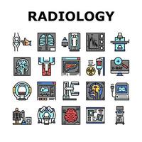 radiologia attrezzatura collezione icone impostato vettore illustrazione