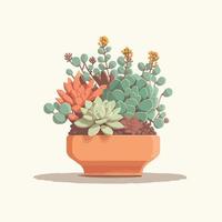 semplice design pianta nel pentola succulente o cactus isolato su bianca sfondo vettore