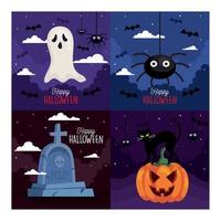 impostato banner di contento Halloween celebrazione vettore