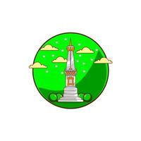 premio vettore l tugu jogja disegnato logo monumento. cartone animato verde freddo.