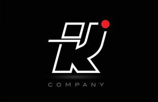rosso punto K alfabeto lettera logo icona design su nero sfondo. creativo modello per attività commerciale e azienda vettore