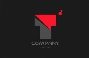 t rosso grigio puntini alfabeto lettera logo icona design. creativo modello per attività commerciale e azienda vettore
