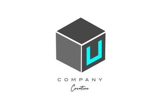 u grigio cubo lettera alfabeto lettera logo icona nel blu colore. creativo design modello per attività commerciale e azienda vettore