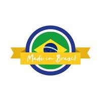 made in brasile banner con bandiera e nastro vettore