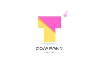 t giallo rosa geometrico alfabeto lettera logo icona. creativo modello per attività commerciale e azienda vettore