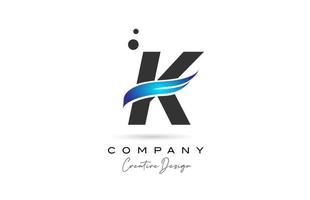K grigio blu puntini alfabeto lettera logo icona. creativo modello per azienda e attività commerciale vettore