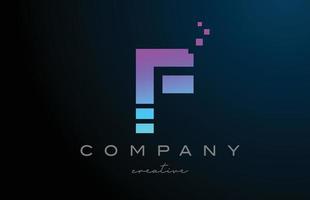 rosa blu puntini f alfabeto lettera logo icona design. modello design per azienda o attività commerciale idea vettore
