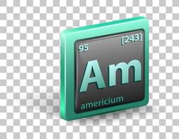 elemento chimico americio. simbolo chimico con numero atomico e massa atomica. vettore
