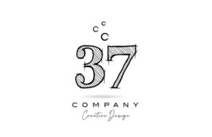 mano disegno numero 37 logo icona design per azienda modello. creativo logotipo nel matita stile vettore