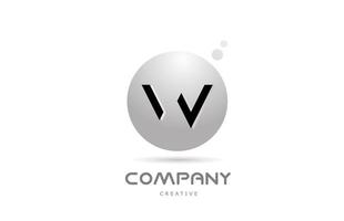 w 3d grigio sfera alfabeto lettera logo icona design con punto. creativo modello per attività commerciale e azienda vettore