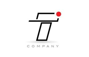 semplice t alfabeto lettera logo icona design con linea e rosso punto. creativo modello per azienda e attività commerciale vettore
