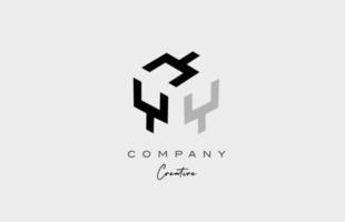 y grigio tre lettera alfabeto lettera logo icona design. creativo modello per attività commerciale e azienda vettore